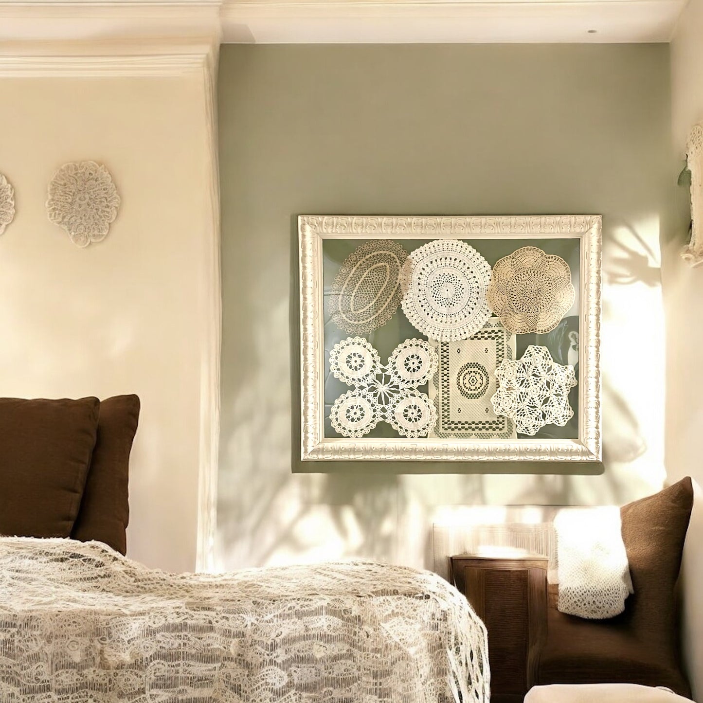 Large Frame of Doilies