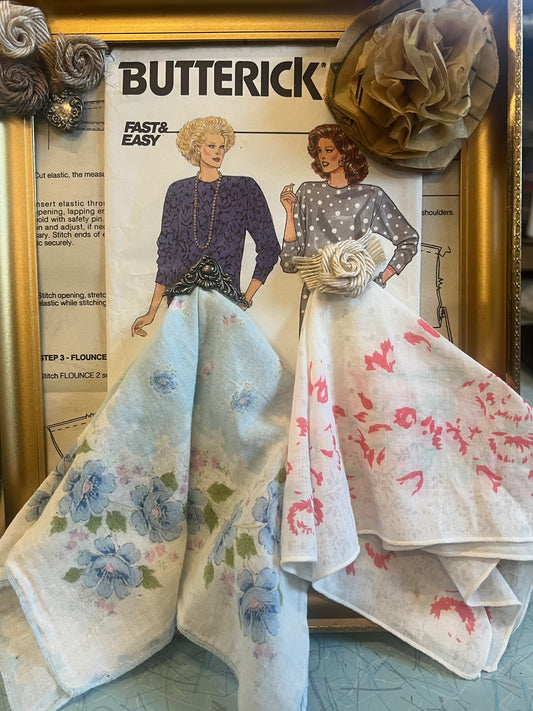 Vintage Sewing Pattern & Handkerchief Framed Art