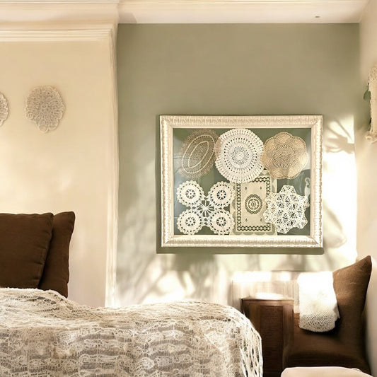 Large Frame of Doilies