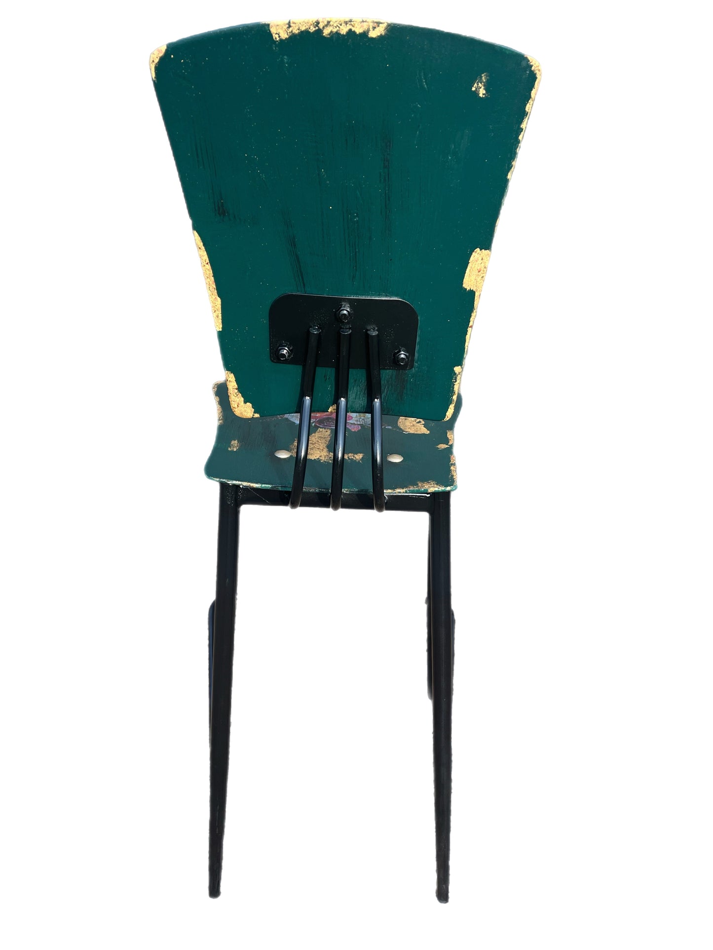 Counter Height Bar Stool-Metal Base with Painted Wood Seat and Back